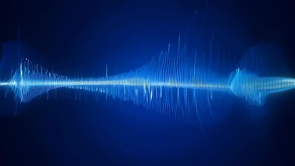 Wall Mural - blue soundwave evolving on dark background
