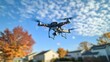 © utaem2022 - Drone flying over suburban houses recording video in autumn