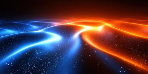 Wall Mural - futuristic abstract dark background with vibrant waves