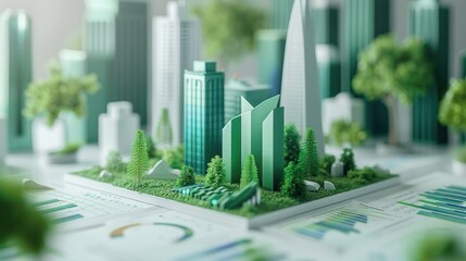 Wall Mural - sustainable finance projection model with green asset categories, profit forecasts, and climate impa