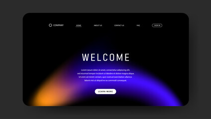 abstract wave futuristic design of landing page. retro gradient mesh website design