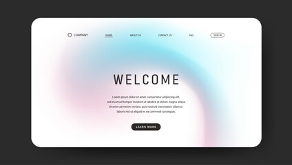 abstract wave futuristic design of landing page. retro gradient mesh website design