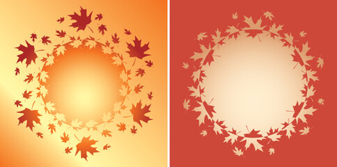 Wall Mural - vector backgrounds with decorative frames - autumn maple leaves