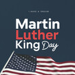 © Ashek Illustration - Martin Luther King Jr. Day Background with US flag. Martin Luther King Jr. was an American Baptist minister, activist, and political philosopher