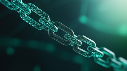 Wall Mural - interconnected chain of blocks in digital space