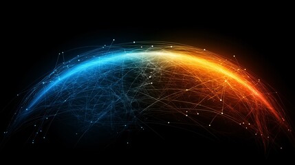Wall Mural - colorful globe network with connecting lines and dots