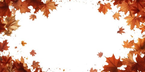 Poster - Autumn leaf arrangement for a picture frame. Copy space