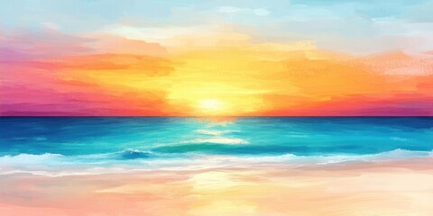 Poster - Sea beach with an abstract sunset sky background. Copyspace for summer vacation and travel ideas.