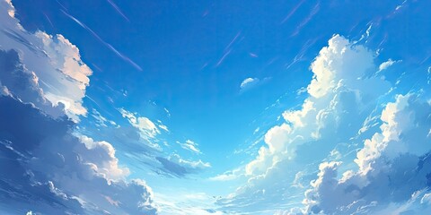Aufkleber - A lovely blue sky featuring light, delicate clouds.