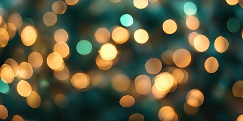 Aufkleber - Blurred golden yellow and green bokeh lights on a dark background. Out of focus.