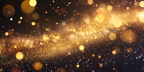 Canvas Print - Large gold glitter texture for Christmas celebrations, featuring an abstract bokeh background with copyspace and area for text.