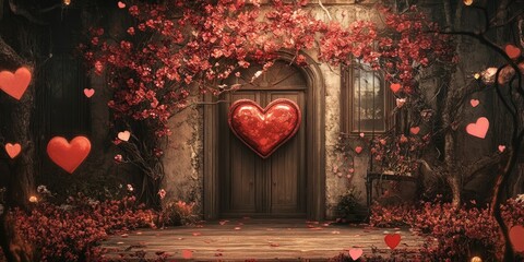 Aufkleber - Charming backdrop for Valentine's Day