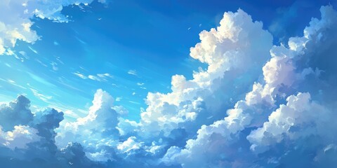 Poster - Lush, beautiful clouds in the blue sky.