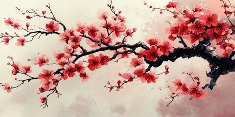 Aufkleber - Branches of the blooming cherry tree