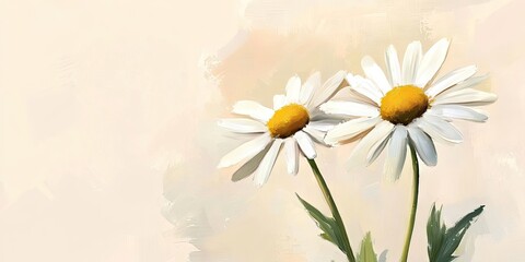 Fototapete - Common daisy (chamomile) blooms on a light background.