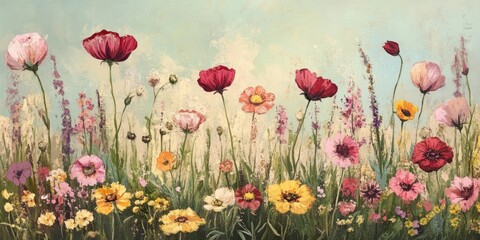 Poster - flower backdrop, field flowers