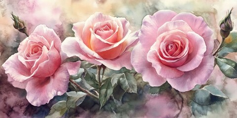 Poster - Soft pink roses.