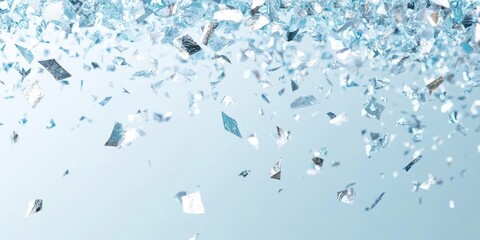 Poster - Panoramic view of silver confetti against a tiffany background.