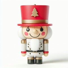 Wall Mural - a 3d Cute Smiling Nutcracker Christmas, full body, white background