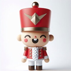 Wall Mural - a 3d Cute Smiling Nutcracker Christmas, full body, white background