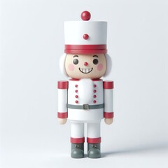 Wall Mural - a 3d Cute Smiling Nutcracker Christmas, full body, white background