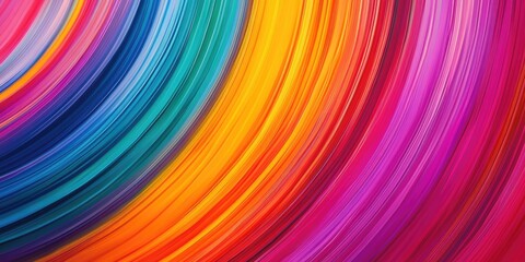 Poster - Vivid neon rainbow created from slender multicolored stripes, abstract close-up background.