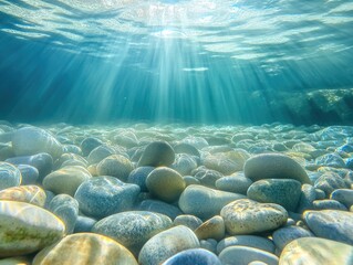 Wall Mural - Rocky beach with a lot of rocks on the ground