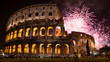Fireworks exploding over the colosseum in rome celebrating the arrival of the new year, AI Generated