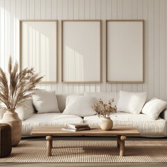 Wall Mural - Minimalist Living Room Mockup.