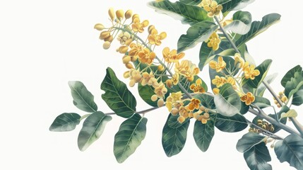 illustration of boswellia serrata plant on white background digital painting