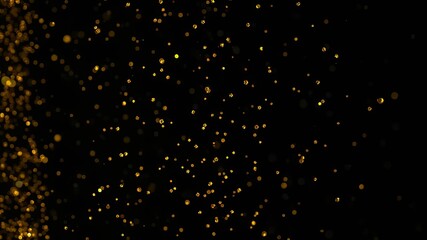 Poster - Abstract Golden Particles Scattered On A Black Background