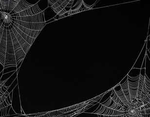 Precise white spider web pattern against pure black background