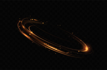 Poster - Shiny vortex rings shimmer on a transparent background. Sparkling circles with light effect. Light circle swirl neon lighting effect, spiral light lines.	