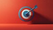 © Helois - Blue and red target with arrow in the center against red background.