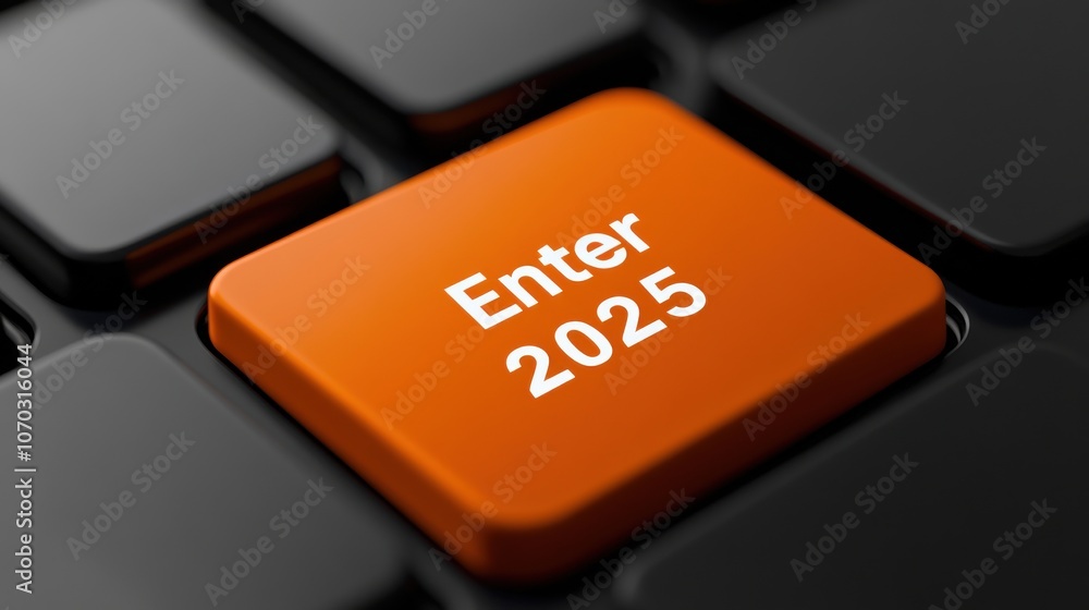 Enter 2025 key on a computer keyboard highlighting the countdown to the ...