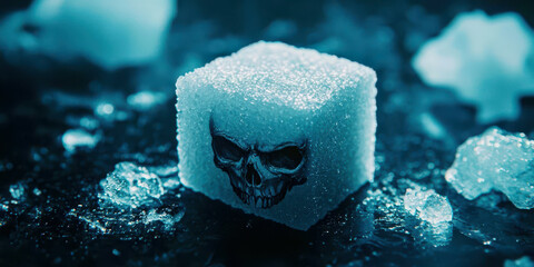 Wall Mural - A cube of sugar with a skull on it