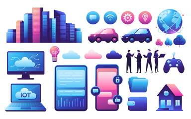 Wall Mural - technology and communication icons illustration
