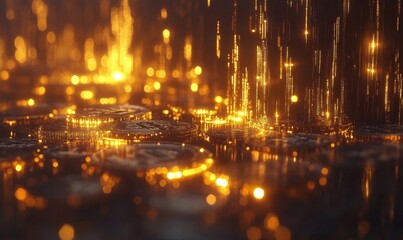 Wall Mural - digital currency transaction through blockchain networks, cryptocurrency and innovation, 3d illustra