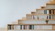 © photo for everything - Built-in bookshelf under the stairs, combining functionality and style with neatly arranged books and decor, optimising space in a modern and creative way