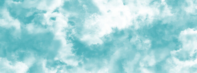 Poster - Abstract background with Clouds and blue sky. Bright sky with white clouds. Texture design Panoramic grunge texture pattern. Seamless Aqua Organic Abstract Tie Dye Textile. 
