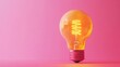 © Helois - Glowing light bulb on pink background.
