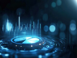 Leinwandbilder - A mesmerizing abstract design featuring glowing blue elements with circular motions, representing data visualization or digital technology.
