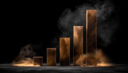 Aufkleber - A rising bar graph is depicted with golden bars against a dark background, symbolizing growth and success.