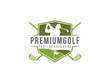 © nurazizahku94 - premium golf emblem logo with silhouette man vector illustration