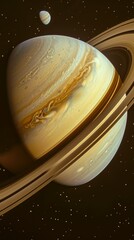Wall Mural - a close-up view of saturn showcasing its stunning rings and cloud patterns against a backdrop of spa
