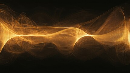 Wall Mural - abstract golden waves on a black background.