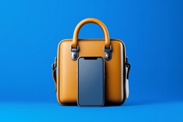 A minimalist icon of a briefcase and smartphone, illustrating modern business tools in a minimal style