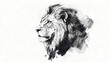 © Thiago - Ink painting art of majestic lion flat surface background. Majestic. Illustration