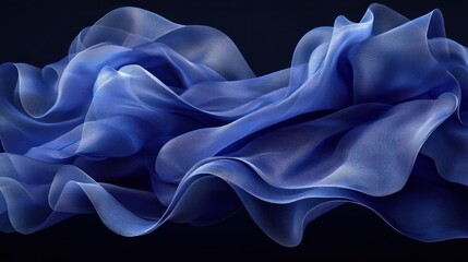 Wall Mural - abstract blue fabric flowing in the wind.