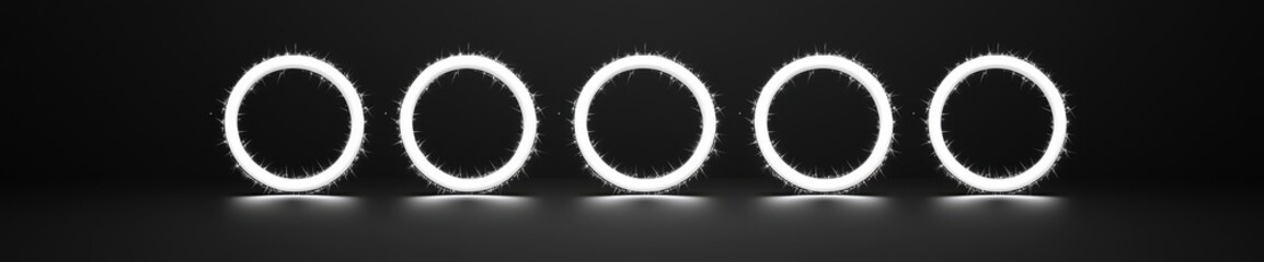 Canvas Print - A white spark circle light effect with a magic glow. Abstract glitter sparkle silver modern border stroke transparent background set. Shiny luxury dust particles with starlight trail.